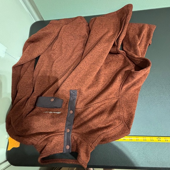 Eddie Bauer Men's Red Heathered Fleece Quarter Snap Pullover Shirt XL - Picture 3 of 11